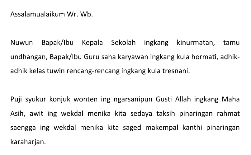 Kumpulan Contoh Contoh Sambutan Bahasa Jawa Singkat